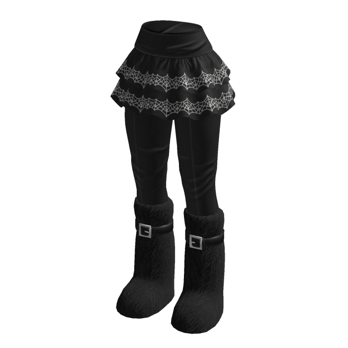 Ruffle Skirt with Buckle Boots (Black)