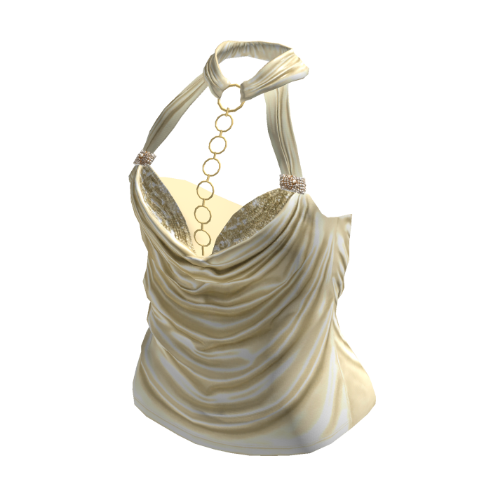 IT GIRL Silk Halter Top w/ Gold Chain (Yellow)