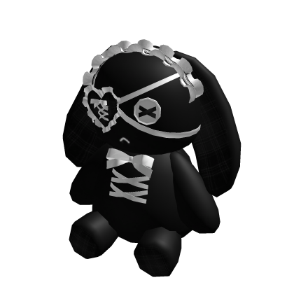 ꒰୨୧꒱ holdable gothic black and white bunny plush thumbnail