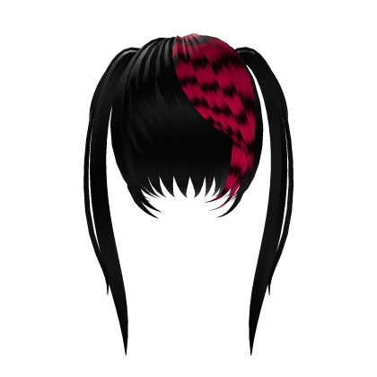 black hot pink striped vkei scene pigtails