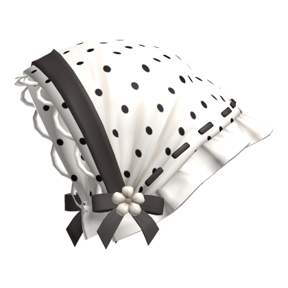 white polka dot igari ruffled headscarf
