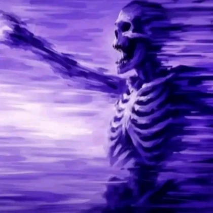 burning purple skeleton