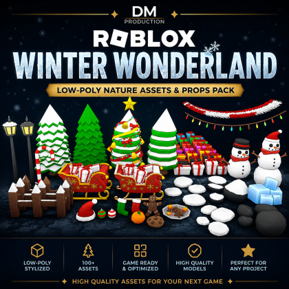 Roblox Winter Low-Poly Stylized Nature Assets