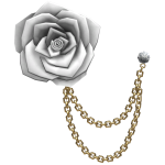 White Rose Vintage Lapel Pin With Golden Chains