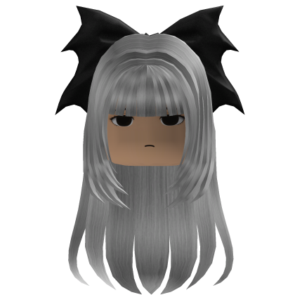Long Straight Hair w/ Bow (Silver)