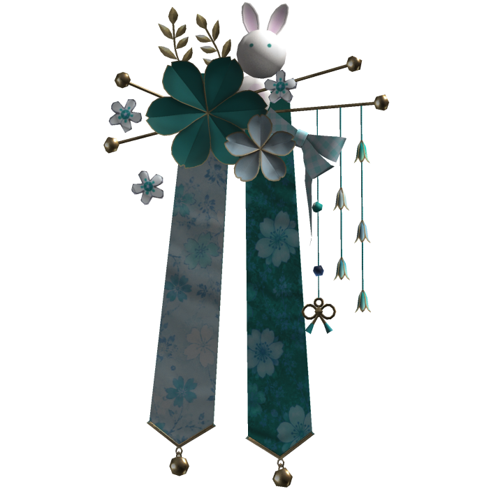 Teal & Gold Sakura Japanese Flower Hairclip