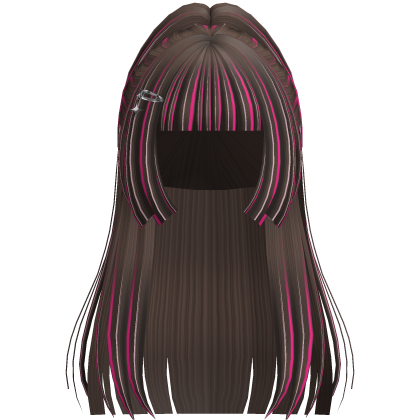Long Layered Ponytail Hair Bangs Brown Pink Roblox item