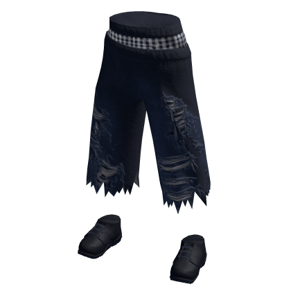Low waist torn Blue Denim check punk street jorts thumbnail