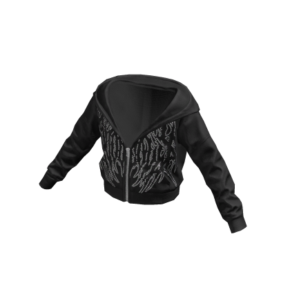 Half Zipped Up Hoodie Grey White Print