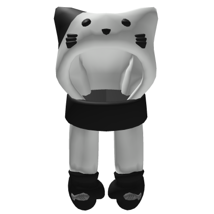 Cute Kawaii White & Black Cat Neko Hood Scarf Roblox item