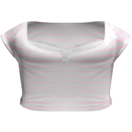 Cute Striped Laced 2000s Grunge Top in Baby Pink Roblox item