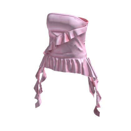 💗ASYMMETRICAL RUFFLE TUBE TOP_BABY PINK thumbnail