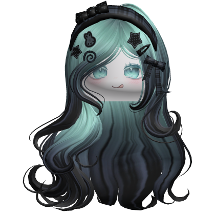♡ Silky Waves w/ Bunny Charms (Zombie Teal) Roblox item
