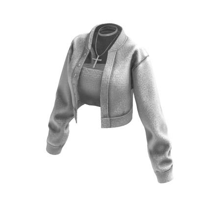Cropped Bomber Jacket (White)