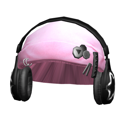 Light Pink Y2k Grunge Beanie with Headphones Roblox item