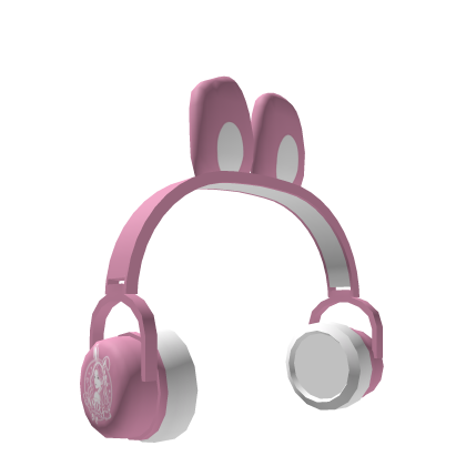 Pink & White Bunny HeadPhone Roblox item