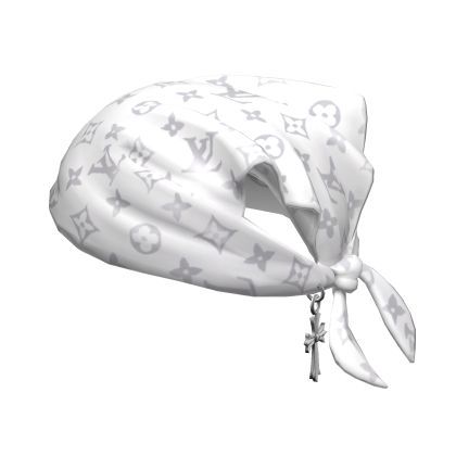 Tied LV Bandana Hat with Cross Chain