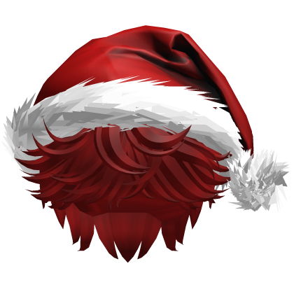 Messy Fluffy Red dark Hair a Santa Hat Y2k