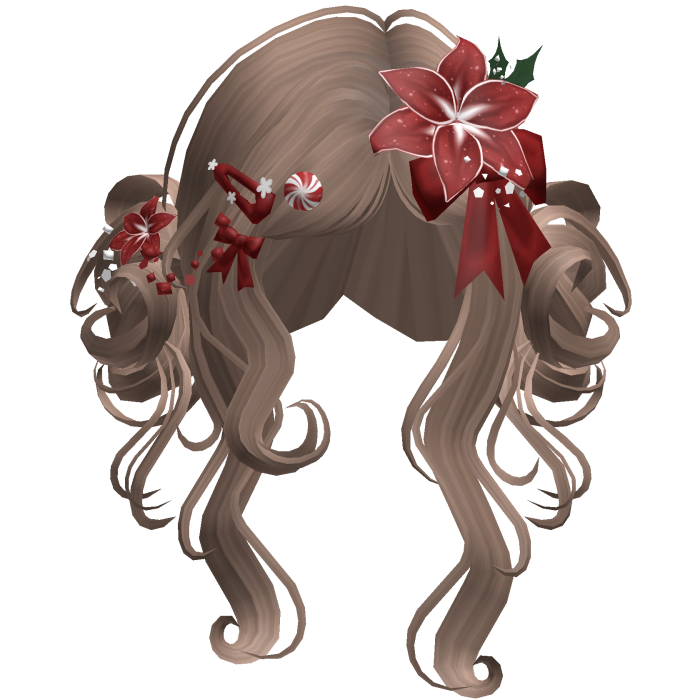 ♡ Christmas Flowery Twin Buns (Brown)
