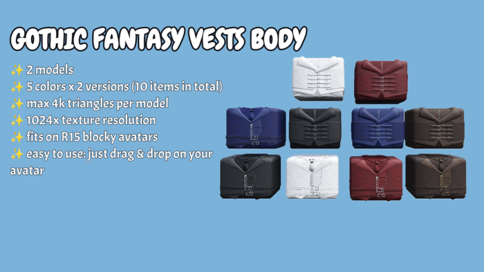 [R15] Gothic fantasy vests body preview 1