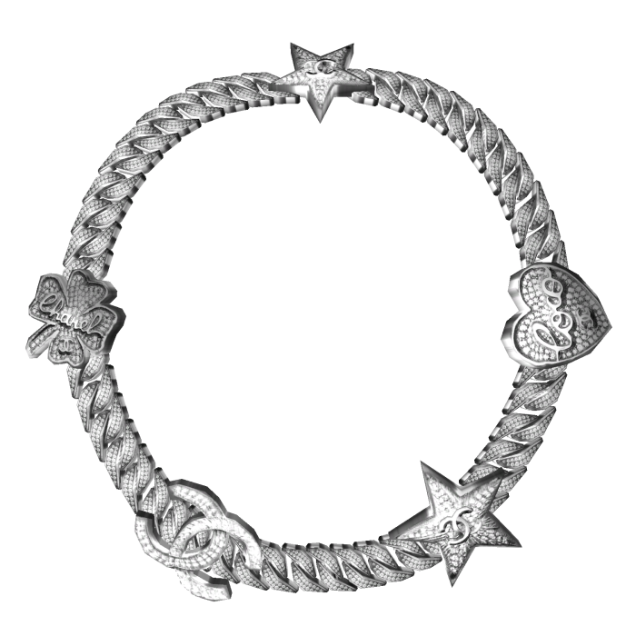  CC mixed charm cuban ICED (white gold)
