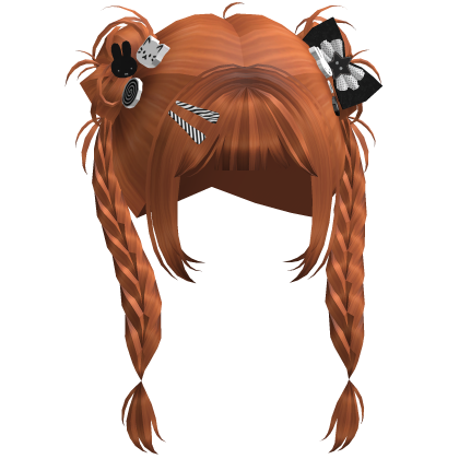 Ginger Long Braids w/ Bows & Clips Roblox item