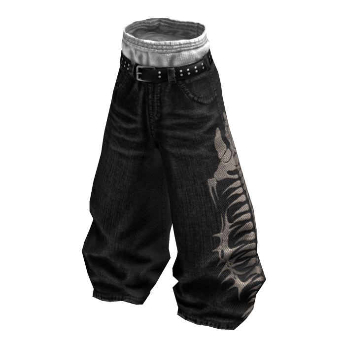 Black Y2K Fishbone Baggy Skater Denim