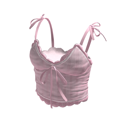 Pink Chic bow lace crop cami