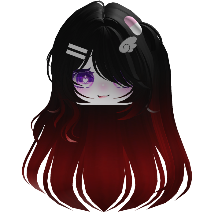 cute Black And red Hair emo fofo anime y2k
