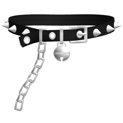 cute spiked collar w/ bell and leash in black 1.0 Roblox item