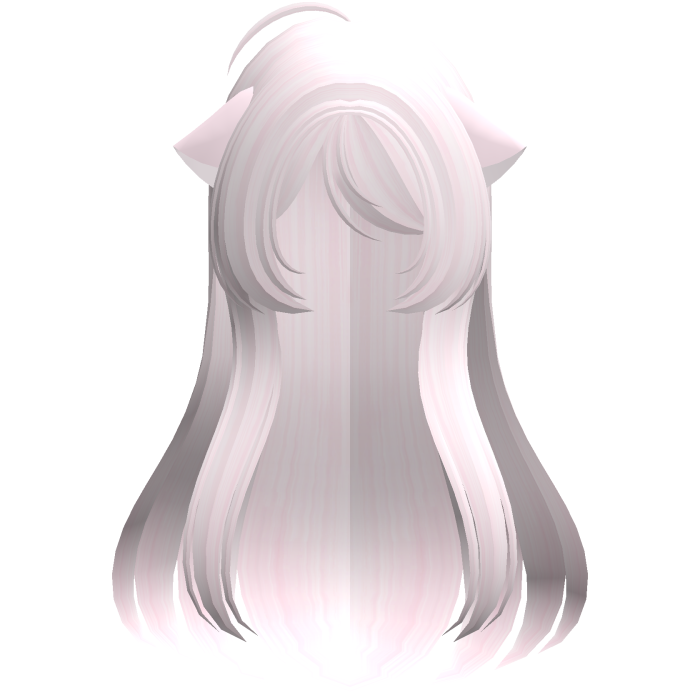 kawaii long straight kitty hair in pastel pink