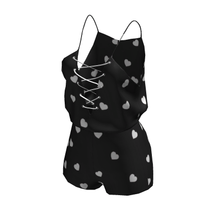 Lace‑Up Cami Romper Heart Print [JEYS] thumbnail