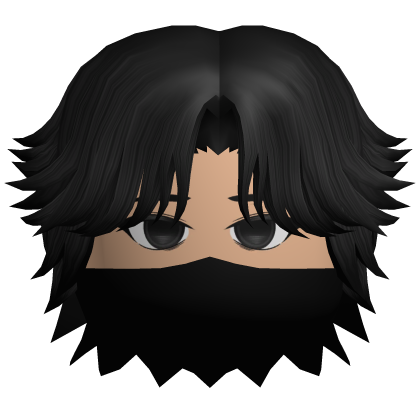 Black Messy Emo Boy Hair Ninja Mask Roblox item