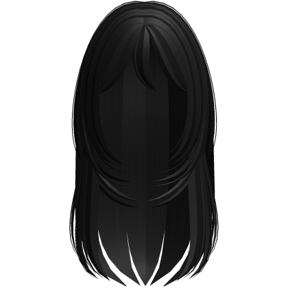 adorable cute long nerdy doll hair in black Roblox item