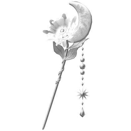 Flower & Moon Magical Staff In White Roblox item