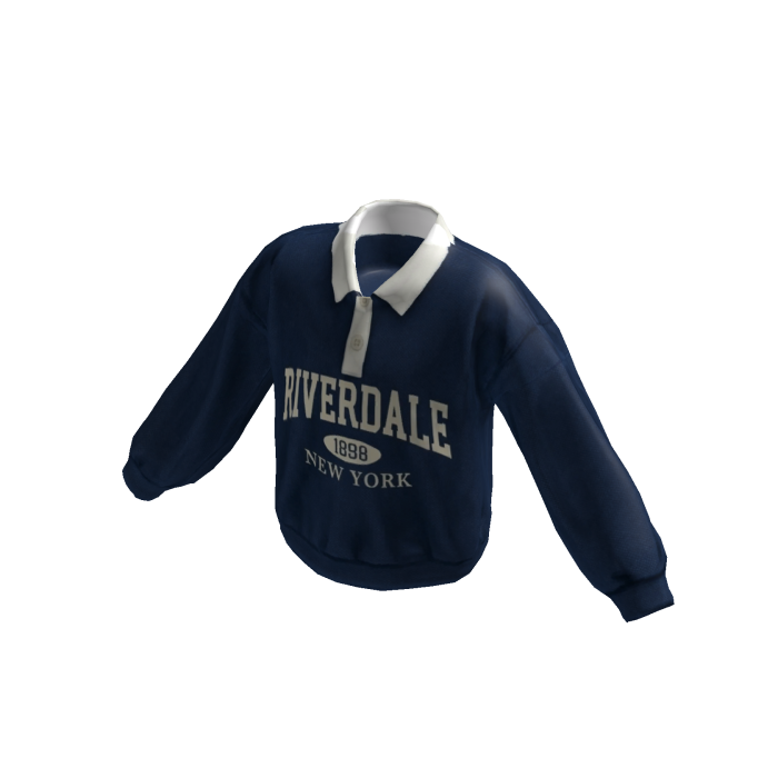 Y2K Vintage Baggy Polo Sweater (Blue)