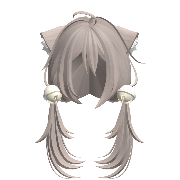 cute moe anime girl cat hair w bells dust brown
