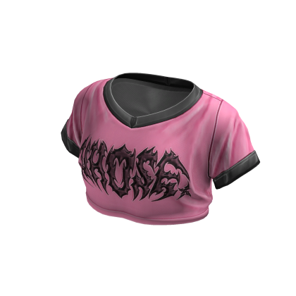 pink & black crop top tee shirt thumbnail