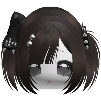 Emo Moe Dark Brown Baby Pigtails /w Bow & Studs