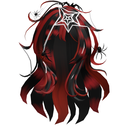 Red Messy Scene Spider Web Halloween Hair Roblox item