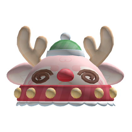 pink soft fluffy winter christmas reindeeer hat  Roblox item