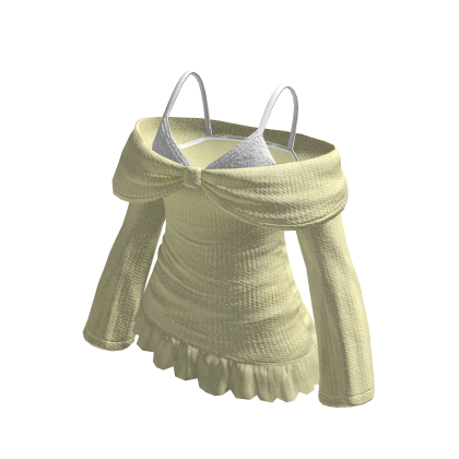 🍀Layered Bow Off-Shoulder(Yellow)