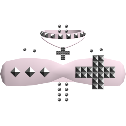 Pink emo studded top w/ crosses piercings