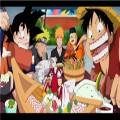 Goku Luffy Naruto and Ichigo eating Roblox decal