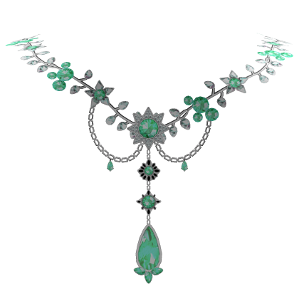 Green & Silver Royal Floral Gem Necklace Roblox item
