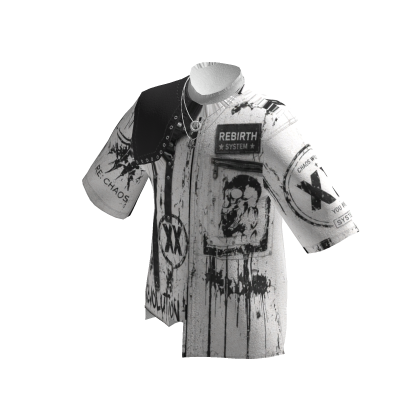 Emo Grunge Skull Baggy Shirt w/ Chain (White)