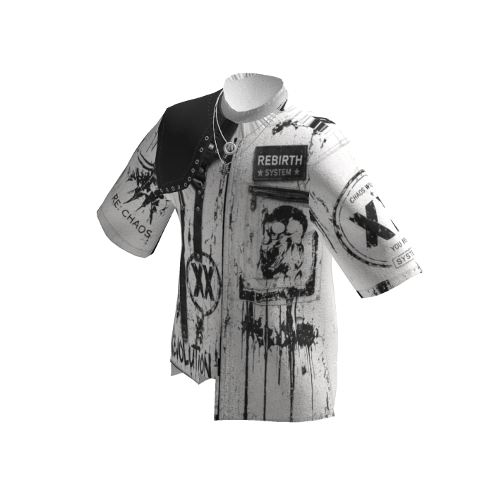 Emo Grunge Skull Baggy Shirt w/ Chain (White)