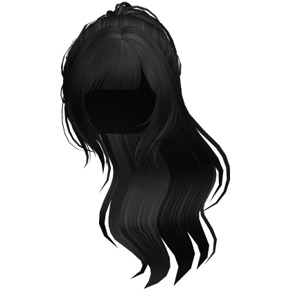 black kawaii swept high ponytail hair ♡ Roblox item