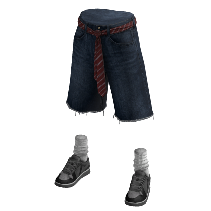 Tie Belt Jorts w/ Black Sneakers (Blue)