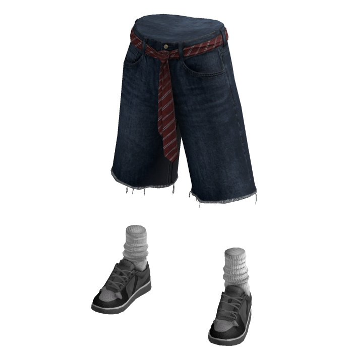 Tie Belt Jorts w/ Black Sneakers (Blue)